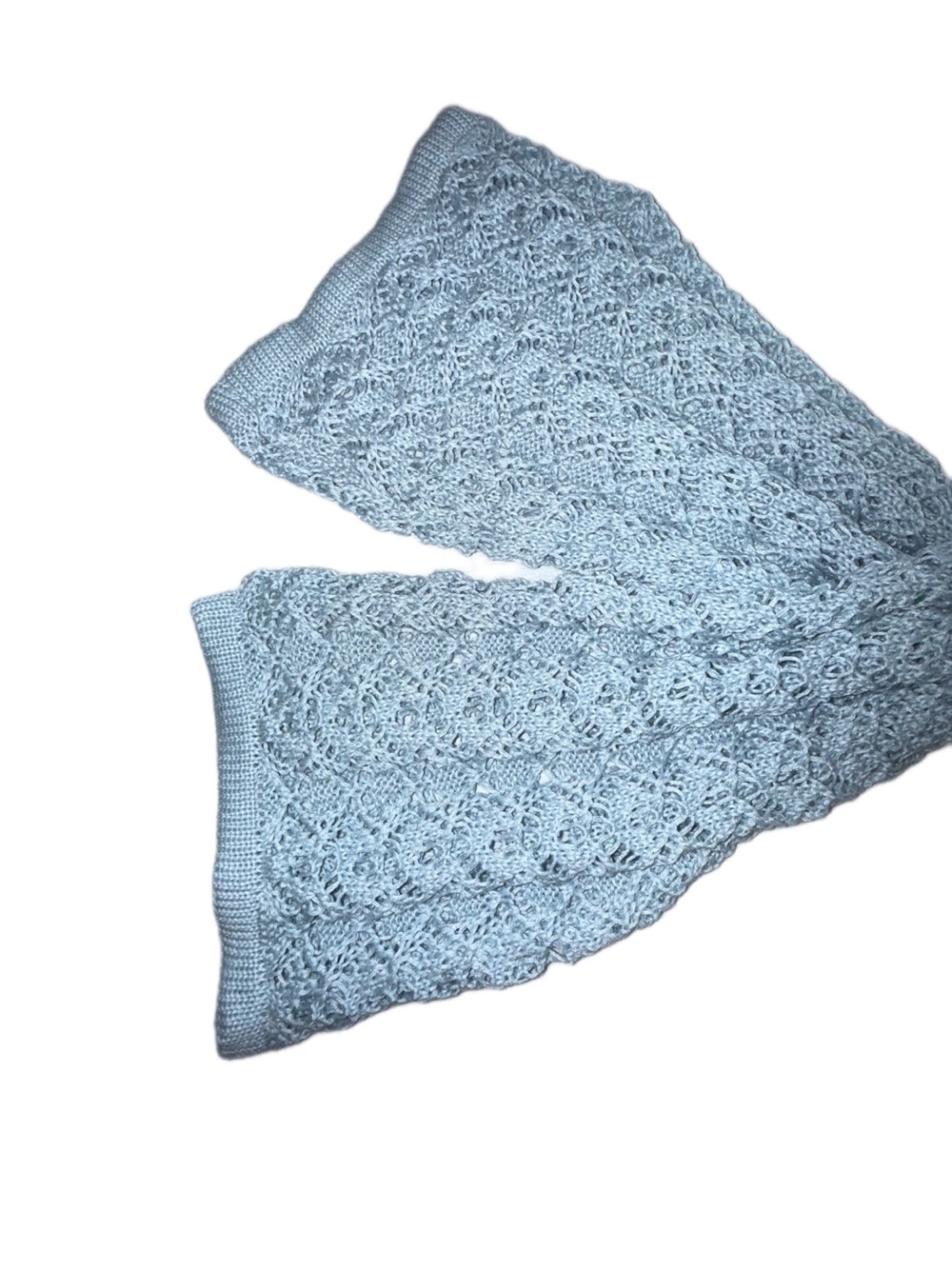 CBR Light Blue Bell Sleeve Crochet Knit Cardigan Size Small Boho 3 Button - Picture 4 of 9